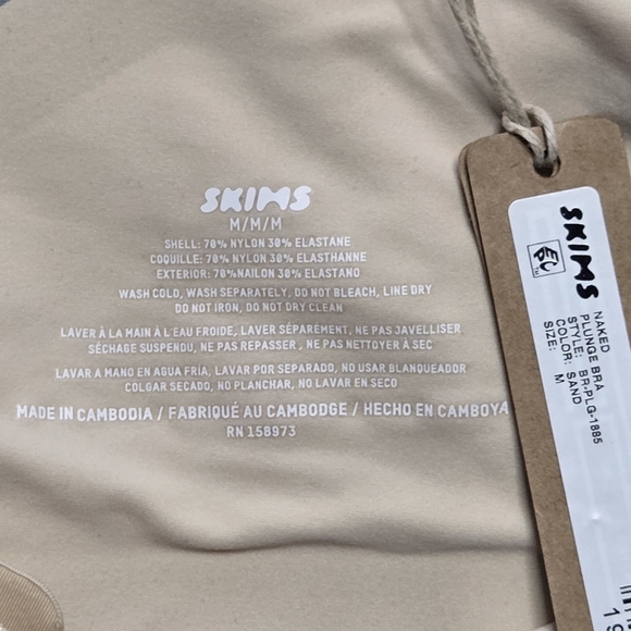 SKIMS NAKED PLUNGE Wireless Bra Bralette Sand Medium NWT - Picture 5 of 6